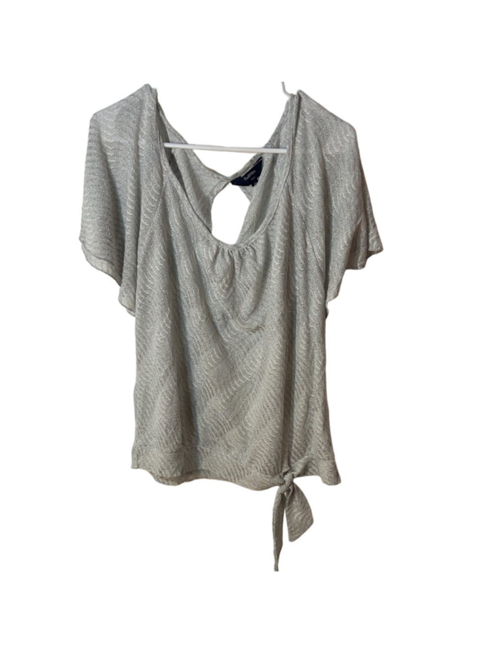 Reitman’s lightweight silver metallic knit top open back front tie size 2X